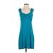 Athleta Casual Dress - A-Line Scoop Neck Sleeveless: Teal Solid Dresses - Women's Size X-Small