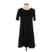 Ann Taylor LOFT Casual Dress - Mini Crew Neck Short sleeves: Black Solid Dresses - Women's Size X-Small Petite