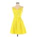 Jessica Simpson Casual Dress - Mini V-Neck Sleeveless: Yellow Solid Dresses - Women's Size 4