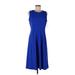 Liz Claiborne Casual Dress - A-Line Crew Neck Sleeveless: Blue Solid Dresses - Women's Size 10