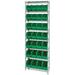 Quantum Storage Systems - Wire Bin Shelving - Starter Unit - - L x W x H - 21 QUS255CL Bins 36 x 18 x 74 - 8 Shelves - 1 - Stainless Steel Finish - Part Number:WR8-255CL