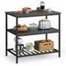 Kitchen Island with 3 Shelves 39.4 Inches Kitchen Shelf with Large Worktop Stable Steel Structure Industrial Easy to Assemble Ebonised Oak and Black UKKI005B42