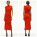 Zara Dresses | Narciso Rodriguez X Zara Red Ruched Midi Dress Limited Edition Size Large $239 | Color: Red | Size: L