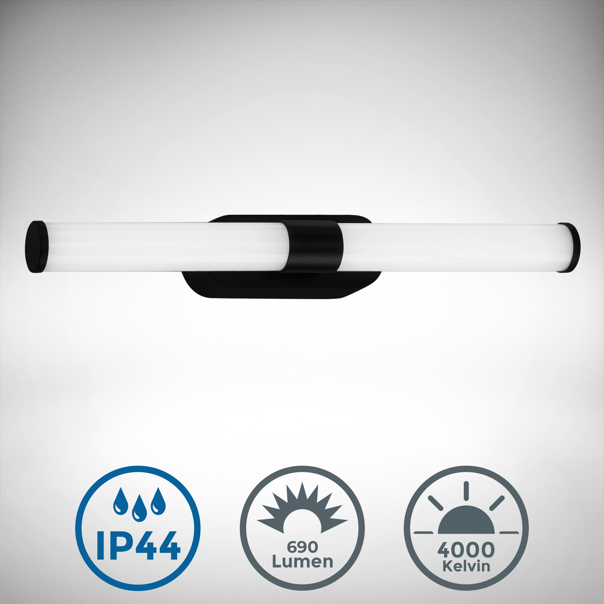 B.K.LICHT Spiegelleuchte "LED Badleuchte Spiegelleuchte Schwarz", schwarz, 1, Ø 0cm H: 6,5cm, 1 Stk., Leuchten, inkl. LED-Platine 7W 690lm 4000K, Spiegelleuchte