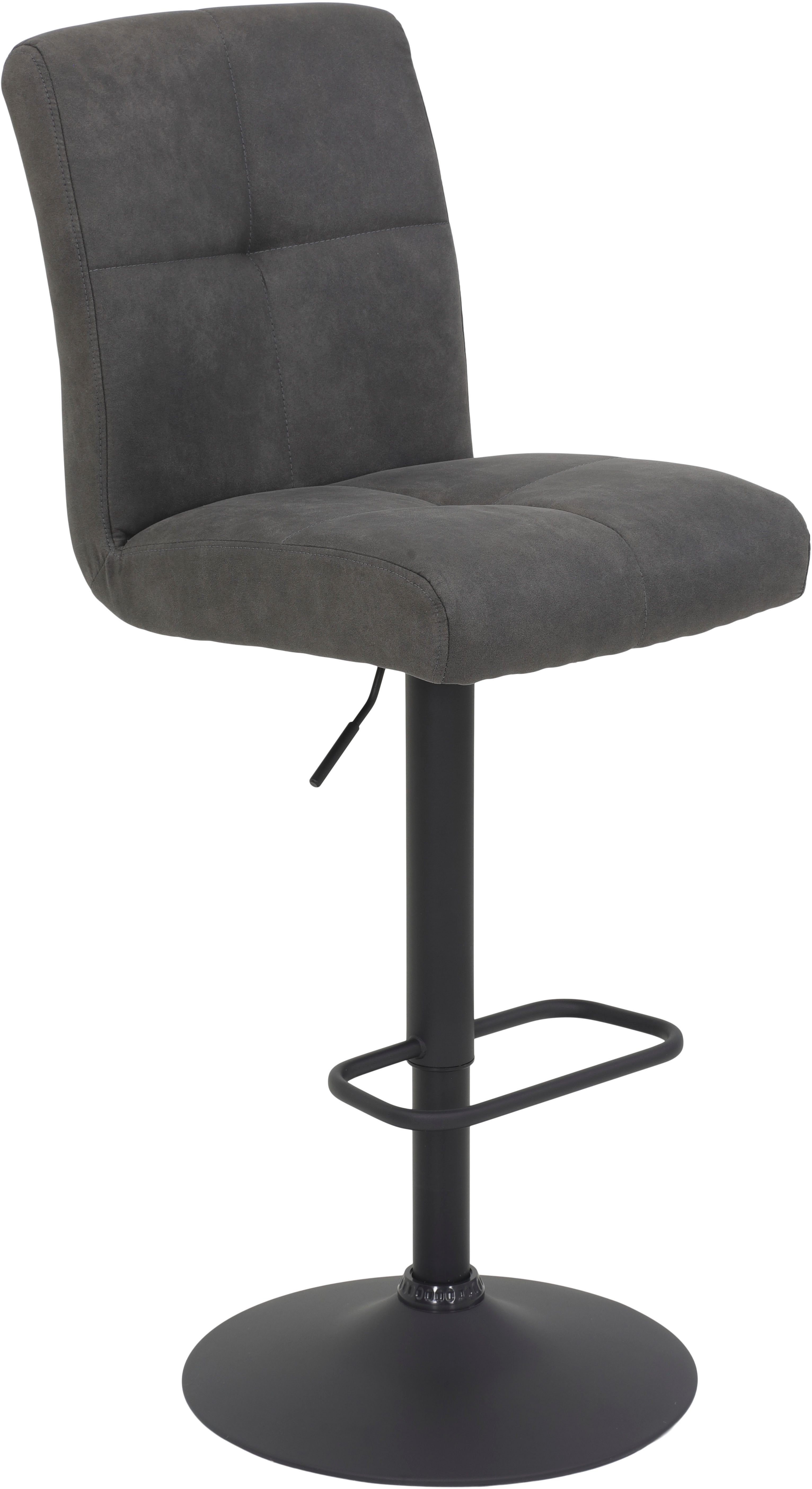 Barhocker HELA "LENI", schwarz (vintage anthrazit, schwarz), B:44cm H:102cm T:57cm, 100% Polyester, Hocker, Barhocker, Komfortsitz mit Federkorb