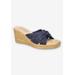 Wide Width Women's Ghita Sandal by Franco Sarto in Navy Crepe (Size 9 W)