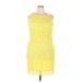 Lauren by Ralph Lauren Cocktail Dress - Sheath Crew Neck Sleeveless: Yellow Print Dresses - Women's Size 18