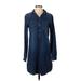 Lucky Brand Casual Dress - Mini: Blue Solid Dresses - Women's Size Small