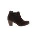 Paul Green Ankle Boots: Chelsea Boots Chunky Heel Boho Chic Burgundy Solid Shoes - Women's Size 6 1/2 - Round Toe