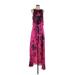 Halston Heritage Casual Dress Crew Neck Sleeveless: Pink Print Dresses - Women's Size Small