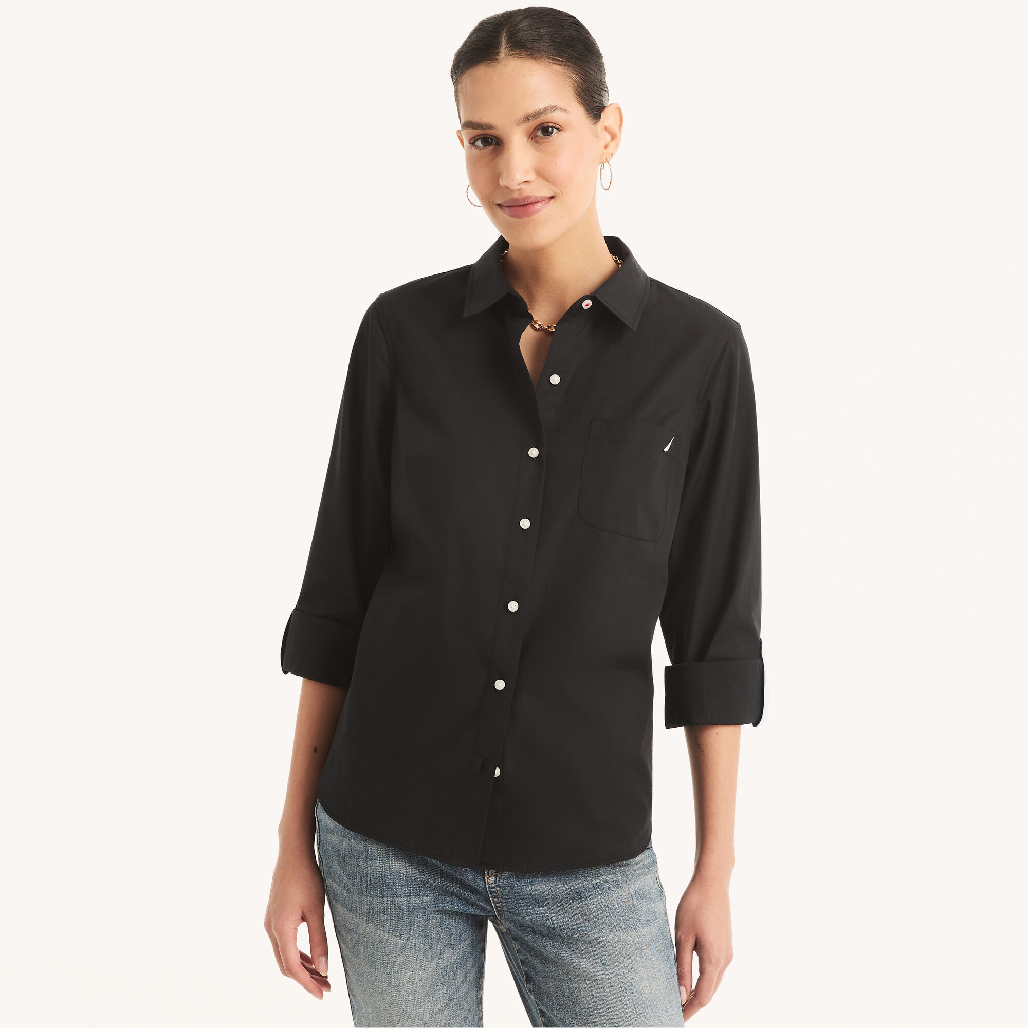 Nautica Women's Button-Up Shirt 001 (Black), S
