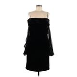 Teri Jon by Rickie Freeman Cocktail Dress - Sheath Cold Shoulder Long sleeves: Black Solid Dresses - New - Women's Size 8