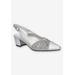 Women's Bizzy Slingback by Easy Street in Silver Satin (Size 7 1/2 M)