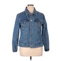 Hudson Jeans Denim Jacket: Below Hip Blue Print Jackets & Outerwear - Women's Size 1X