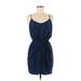 Rebecca Taylor Casual Dress - Shift V Neck Sleeveless: Blue Solid Dresses - Women's Size 8