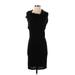 BCBGMAXAZRIA Casual Dress - Sheath Cowl Neck Short sleeves: Black Print Dresses - Women's Size Small