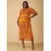 Plus Size Cold Shoulder Tasseled Midi Dress