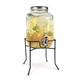 Jocca - Getränkespender mit tropfsicheren Zapfhahn aus Edelstahl mit Bügeleisenhalter 4 Liter| Wasserspender aus Glas Deckel| Hitzebeständigen| Vintage Limonadenspender Gartenparty