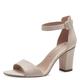 Tamaris Damen Sandalen mit Absatz Textil Vegan Blockabsatz Sommer; NUDE/beige; 37