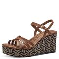 Tamaris Damen Plateau Sandalen Leder Keilabsatz Sommer; CAMEL/braun; 40 EU