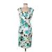 DressBarn Casual Dress - Party Scoop Neck Sleeveless: Teal Print Dresses - Women's Size 10