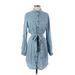 Charlotte Russe Casual Dress - Shirtdress: Blue Dresses - Women's Size Small