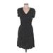 Banana Republic Factory Store Casual Dress - A-Line V-Neck Short sleeves: Black Dresses - Women's Size Medium