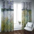 GaNkas Grommet Top Blackout Curtains for Living Room 2 Panels Monet Style Stream Yellow Flower Natural Scenery Curtains Living Room Curtain W42xL84