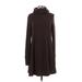 CAbi Casual Dress - Sweater Dress Turtleneck Long sleeves: Brown Print Dresses - Women's Size Small