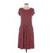 Boden Casual Dress - A-Line Scoop Neck Short Sleeve: Burgundy Stripes Dresses - Women's Size 8 Petite