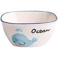 Children's Bowl Plate, Ceramic Tableware, Household Cartoon Blue Whale Dinnerware Divider, Certification, Cute Dishes for Catering and Home (Color : Blue Whale Water Cup) (Color : Blue Whale 4.5 Inch