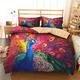 HNHDDZ Chinese National style Peacock flower Bird Feather Quilt Cover and Pillowcase Bedding set White Red Blue Black Peacock Print Quilt With Zipper (Style 1,King 220x240 cm + 50x75 cm * 2)