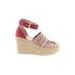 Marc Fisher Wedges: Strappy Platform Summer Red Print Shoes - Women's Size 8 1/2 - Open Toe