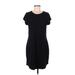 Lou & Grey Casual Dress - Sheath Crew Neck Short sleeves: Black Print Dresses - Women's Size Medium