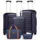 Kono Suitcase Sets of 5 Piece Cabin/Medium/Large Luggage Carry On Travel Suitcase Sets Includes 1pcs Travel Bag and 1pcs Toiletry Bag Lightweight Polypropylene Travel Suitcase Sets