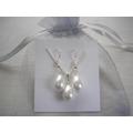 Teardrop Pearl Necklace & Earrings, & Earrings Jewellery Set With A Silver Or Gold Finish For Brides Bridesmaids