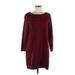 J.Jill Casual Dress - Sweater Dress: Burgundy Dresses - Women's Size Medium Petite