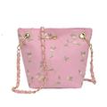 HJGTTTBN Shoulder bags women Women's Messenger Bags Handbag Women Beach Lace Embroid Bucket Bag Leather Clutch Square Crossbody Bag Lady Shoulder Bag Purse (Color : Pink)