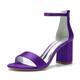 VACSAX Women's Chunky Block Heels Round Open Toe Back Zipper Satin Heeled Sandals Pumps Shoes for Wedding Party Evening,dull purple,6 UK