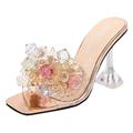 IQYU Blue Shoes Women With Heel Size 35 Women Slip On Flat Sandals Casual Bling Rhinestone Strap Sandals Open Toe Slide Sandals Shoes Wedding Women, gold, 7 UK