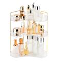 Makeup Organizer 3 Tier Makeup Organizer For Bathroom Corner Vanity Countertop Makeup Organizer Holder Cosmetics Skincare Storage Cosmetic Organizer ( Color : A-Transparent color , Size : 34.5*44.5cm