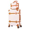 BLBTEDUAMDE Women Spinner Abs Retro Luggage 20" 22" 24" 26" Trolley Bag Vintage Suitcase Set On Wheels Cute (Color : A Set of 2-01, Size : 20")