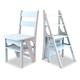 Solid Wood Folding Ladder Chair for Kitchen, Household Foldable Step Stool Ladder Chair Portable Stepladder and Chairs Combination/White (White)