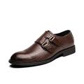 HJGTTTBN Leather Shoes Men Mens Hand-Polished Monk-Strap Dress Leather Shoes Italian Design Business Wedding Suit Shoes Big (Color : Brown, Size : 6)