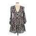 Influence Casual Dress - A-Line Plunge 3/4 sleeves: Brown Dresses - Women's Size 10