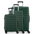 FLIEE Suitcase Set | TSA 3 Digit Combination Lock |Aluminium Telescopic Handle | 4 Silent Dual Spinner Wheels | Lightweight Hard Shell Suitcases | 3 Pcs Luggage Sets | (Green, 3 Piece Full Set)