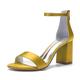 VACSAX Women's Chunky Block Heels Round Open Toe Back Zipper Satin Heeled Sandals Pumps Shoes for Wedding Party Evening,yellow,6 UK
