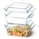 Set of 2 Glass Casserole Dish With Glass Lid, Square 6in x 6in Glass Baking Dish Oven Safe, Mini Casserole Dish with Lid