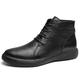 Ninepointninetynine Dress Oxford Shoes for Men Lace Up Round Toe Derby Shoes Faux Leather Rubber Sole Non Slip Anti-Slip Low Top Block Heel Business (Color : Black-High top, Size : 6.5 UK)