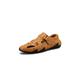 HJGTTTBN Sandals Men Men's Sandals Summer Leather Sandals Outdoor Luxury Men's Footwear Slippers Casual Denim Handmade Men's Sneakers (Color : Yellow, Size : 6)